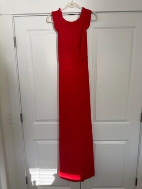 Jill Stuart Red Ruffle-Shoulder Maxi Dress
